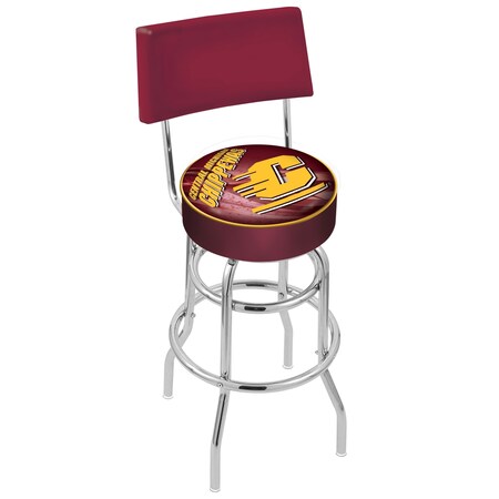 Holland Bar Stool Co 25" Chrome 2-Ring Central Michigan Swivel Bar Stool, Back L7C425CenMic-D2